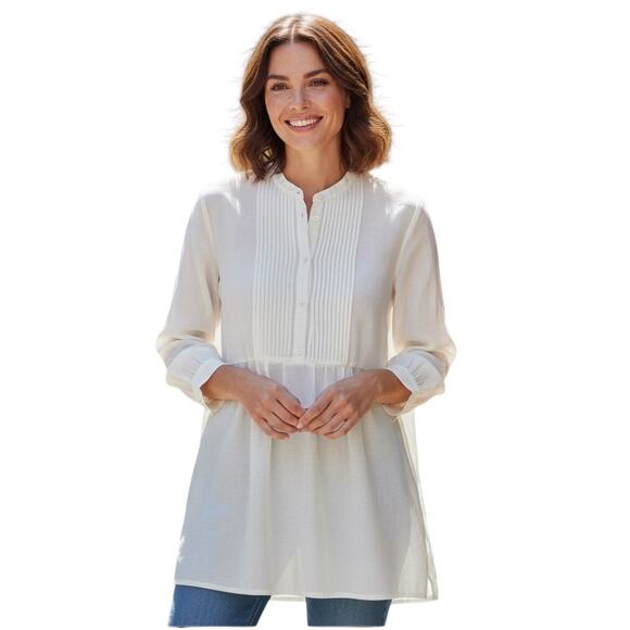 Diane Van Furstenberg Lawrence Shirt 12 100% Cotton Pintuck Pleats (2957) - Picture 3 of 8